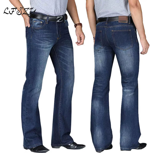 Jeans Men Mens Modis Big Flared Jeans Boot Cut Leg Flared Loose Fit High Waist Male Designer Classic Denim Jeans Pants