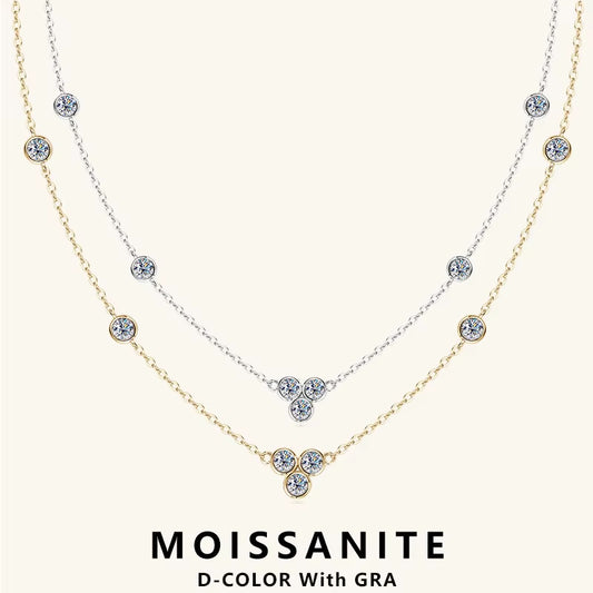 Collar Plata 925 Sterling Silver Clavicle Chain Necklace for Women Dazzling 3Mm Moissanite Choker Necklaces Jewellry Gift