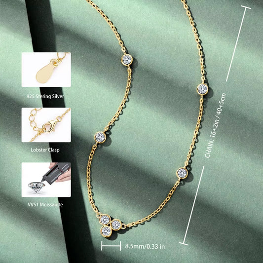 Collar Plata 925 Sterling Silver Clavicle Chain Necklace for Women Dazzling 3Mm Moissanite Choker Necklaces Jewellry Gift
