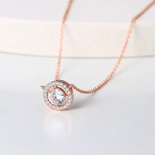 Wedding round Pendant Necklaces for Women Engagement Female Jewelry Women'S Choker Chain on the Neck Shiny Jewellry N095-M